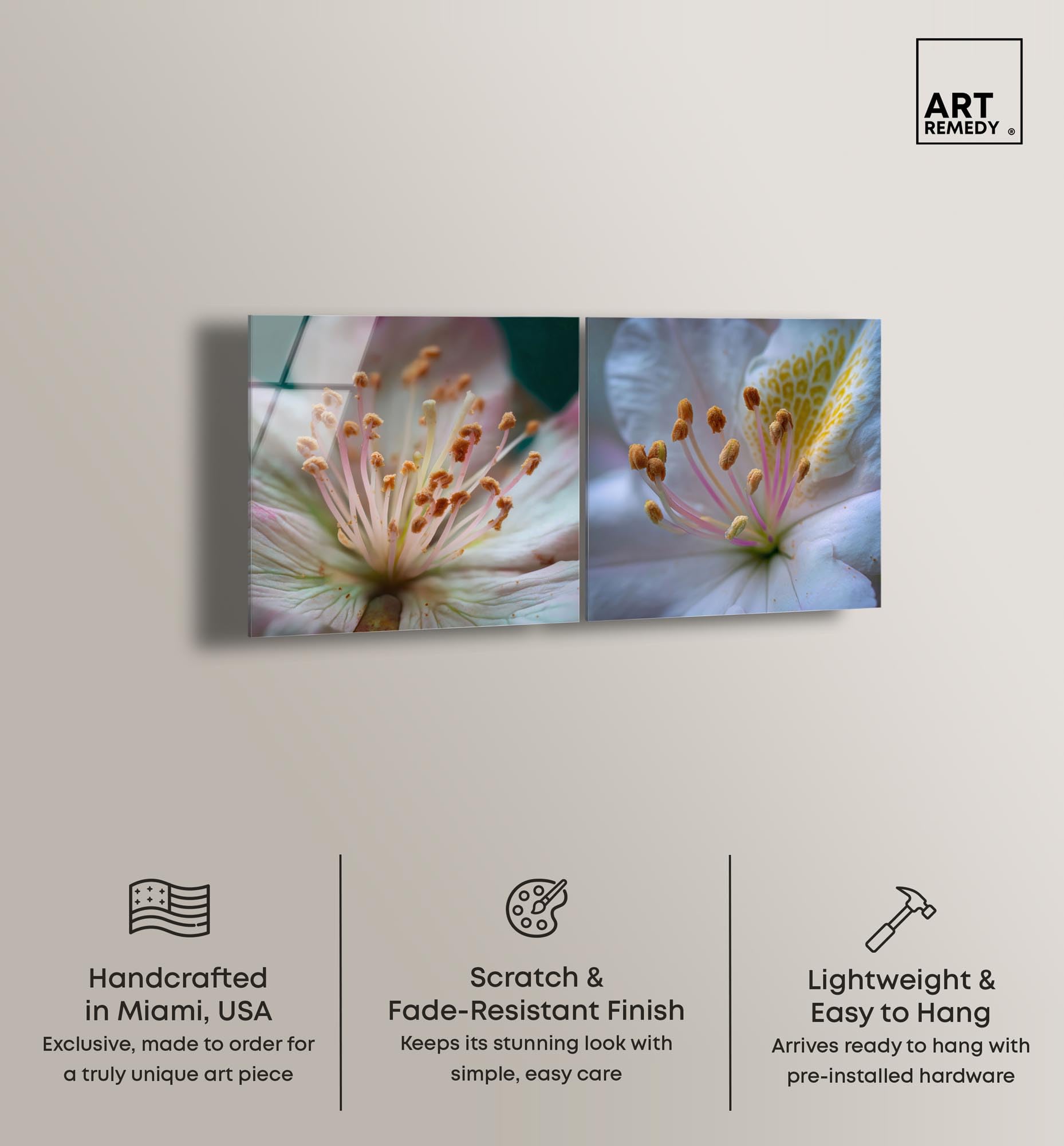 Neutral Tranquility Botanical Acrylic Print Farmhouse Wall Decor Set of 2 by Art Remedy
