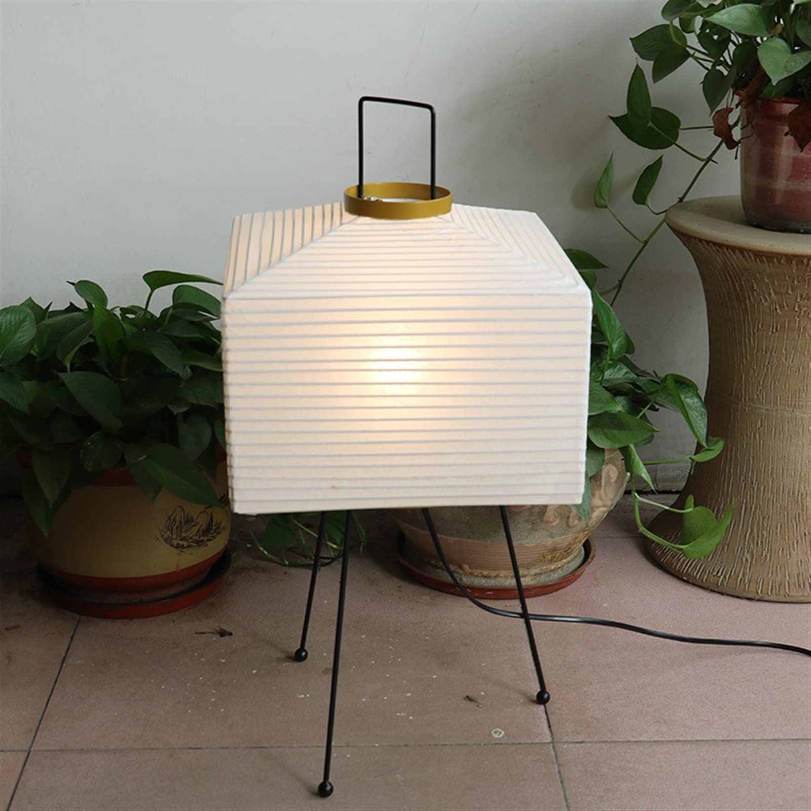 CXHJCQ Floor Lamp Creative Tripod Floor Lamp Designer Wabi-sabi Style Bedroom Rice Paper Standing Lights Home Hotel Lighting Decoration