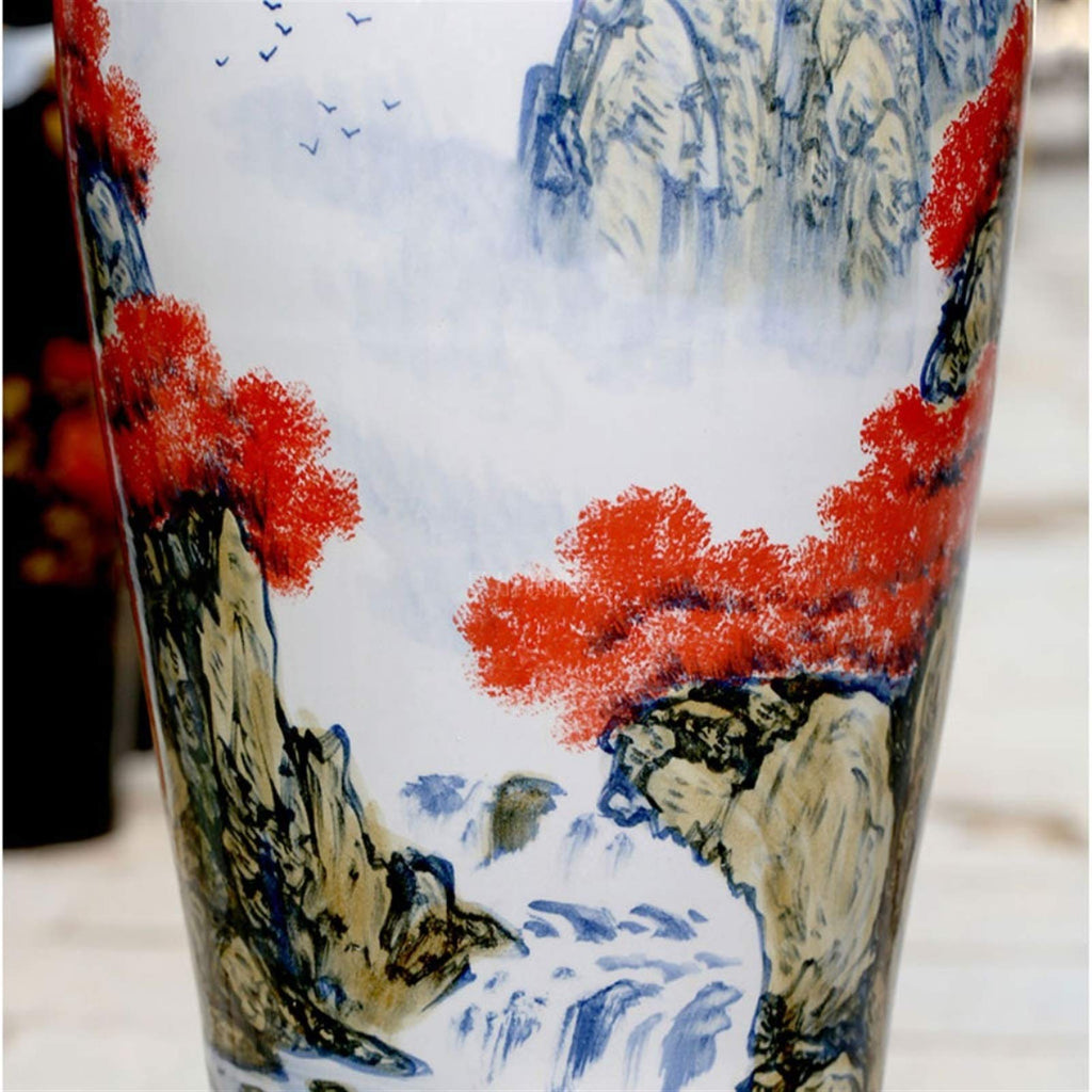 Floor vase Decorative Vase Ceramic Hand-Painted Landscape Painting Large Vase Home Living Room Decoration Opening Gift Floor Vase 39.3 Inches High Ceramic Vase Set
