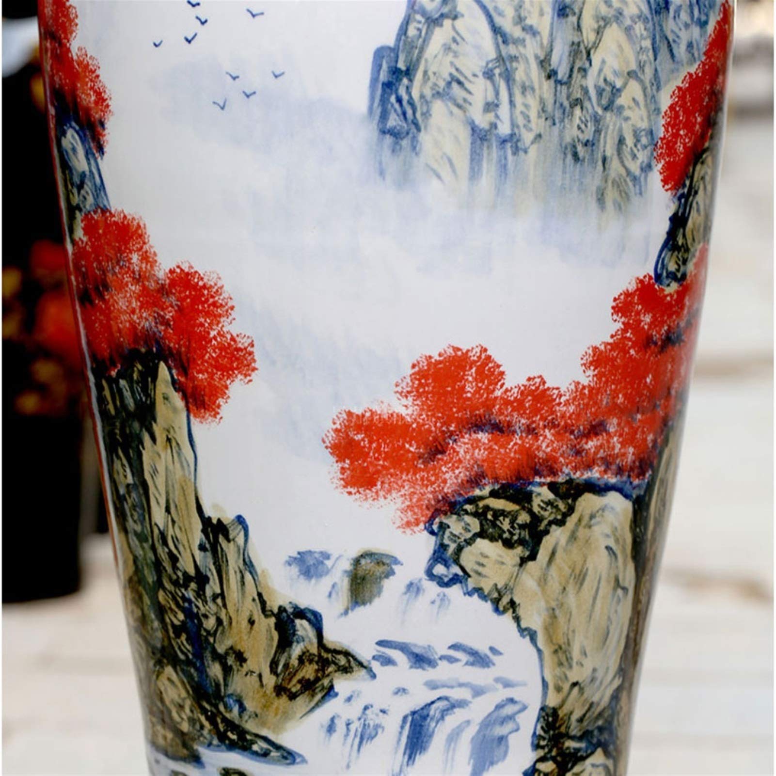 Floor vase Decorative Vase Ceramic Hand-Painted Landscape Painting Large Vase Home Living Room Decoration Opening Gift Floor Vase 39.3 Inches High Ceramic Vase Set