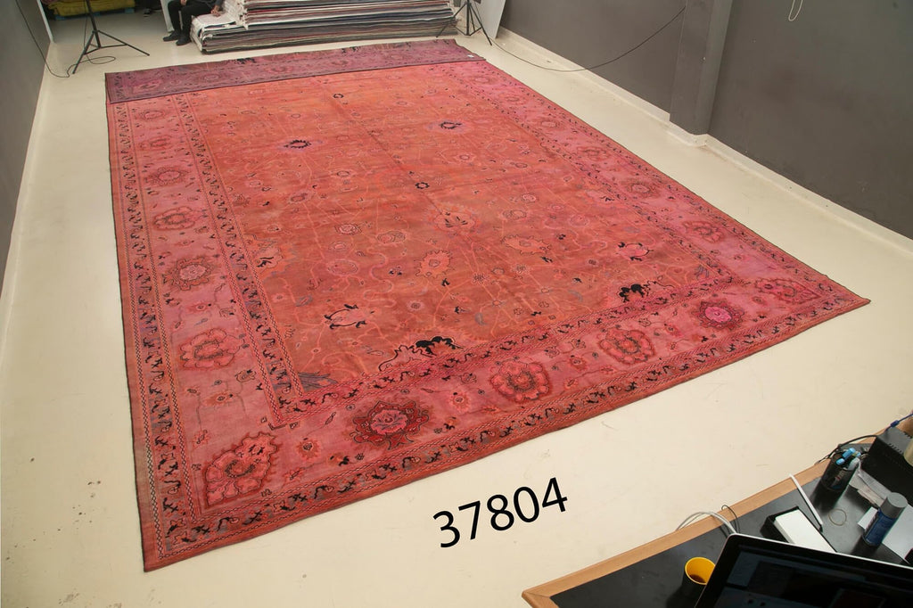 14'10'' x 23'10'' - 451x726 Cm Tebriz Pink Classic Cotton Handmade Area Rug, Turkish Handmade Rug, Living Room, Bedroom, Nursery, Hallway, Rug, Indoor Area Rug