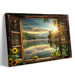 Sunflower Landscape Natural Canvas Wall Art
