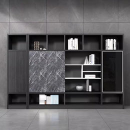 Gray Marble Bookcase and File Cabinet