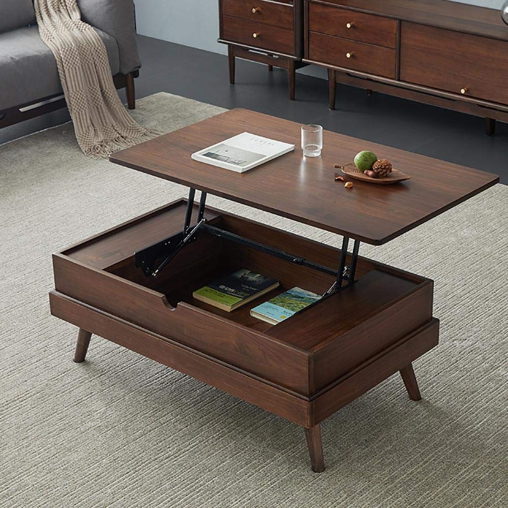 BTZHY Coffee Table Convertible Coffee Table to Dining Table, Multifunction Lift Top Table Hidden Handle Lift Up Coffee Table, Smooth Surface Table Corner Protection Storage Tea Table Strong Bearing C