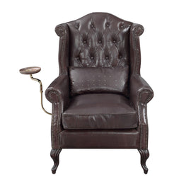 Vintage Brown Leather Chair with Pillow