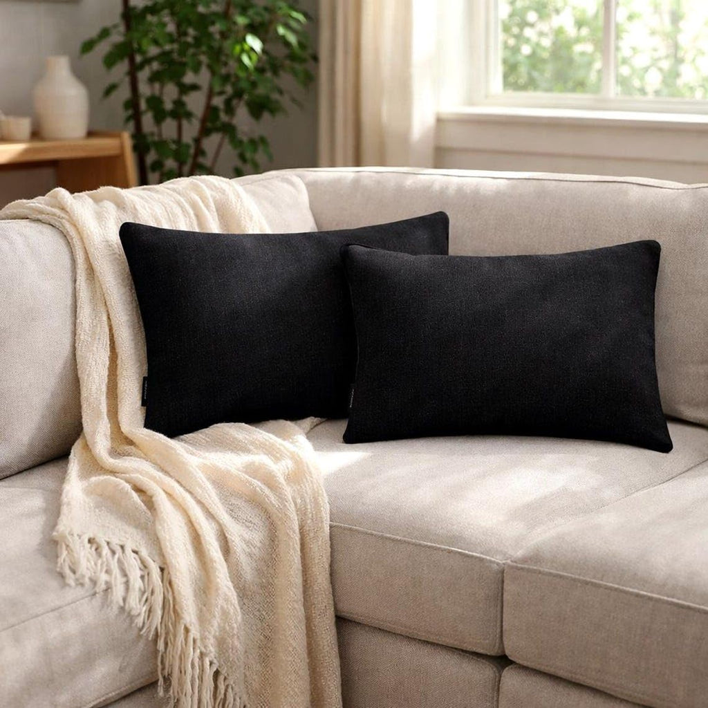 The HomeCentric Pack of 2 Decorative Thow Pillow Cover Solid, Textured Multi-Colors Linens Collection