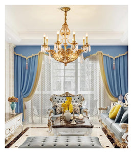 French Gold Brass Crystal Pendant Light