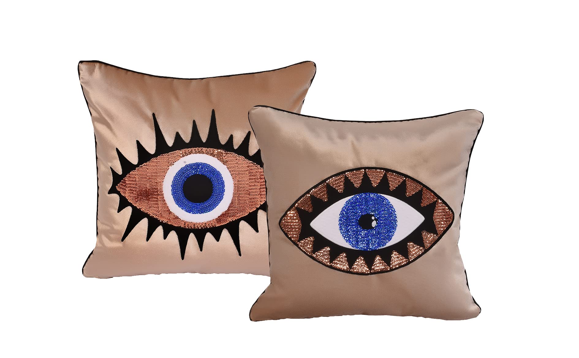 GELIVING Throw Pillow Set - Evil Eye Throw Pillows - Midnight Blue Accent Pillows - Home Decor Velvet Cushions - Amulet Protection Against Misfortune