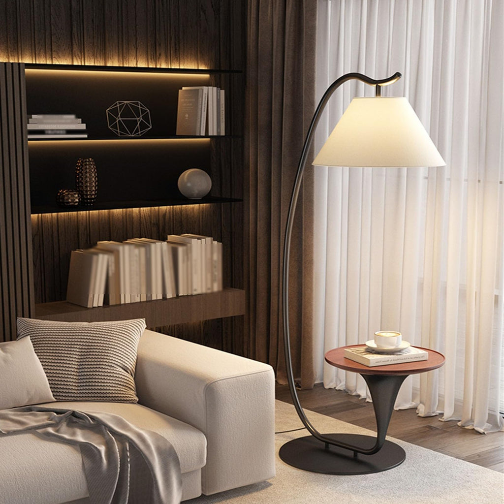 YUHUAWF Floor Lamps Table & Lamp Combo with LED Bulb, Bedside Reading, Modern Wood End with Floor for Bedroom, Living Room, Office Standing Light