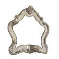 Benjara Wooden Arched Wall Mirror with Floral Design, White