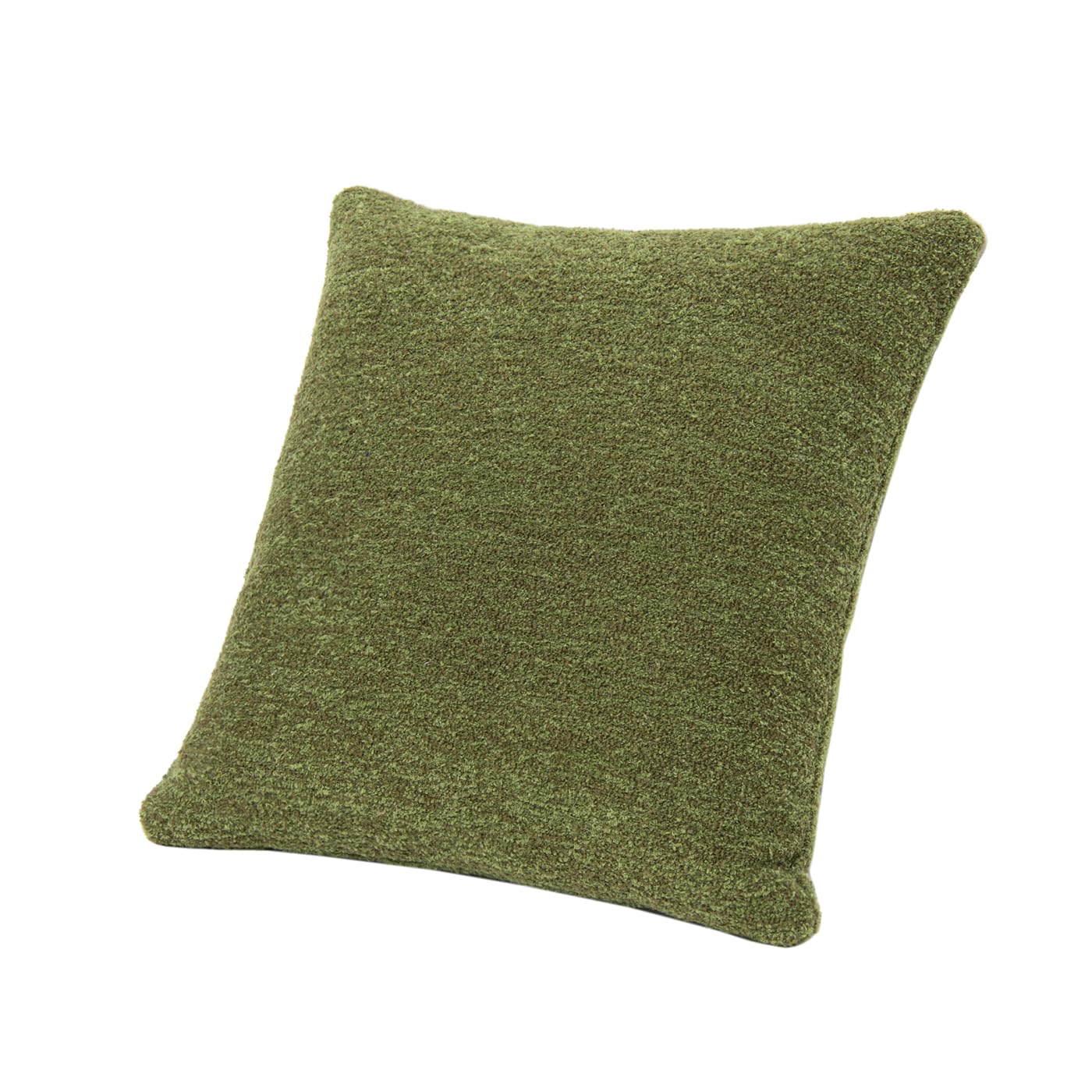 20" Square Accent Throw Pillow Cover with Feather Insert, Moss Green Boucle