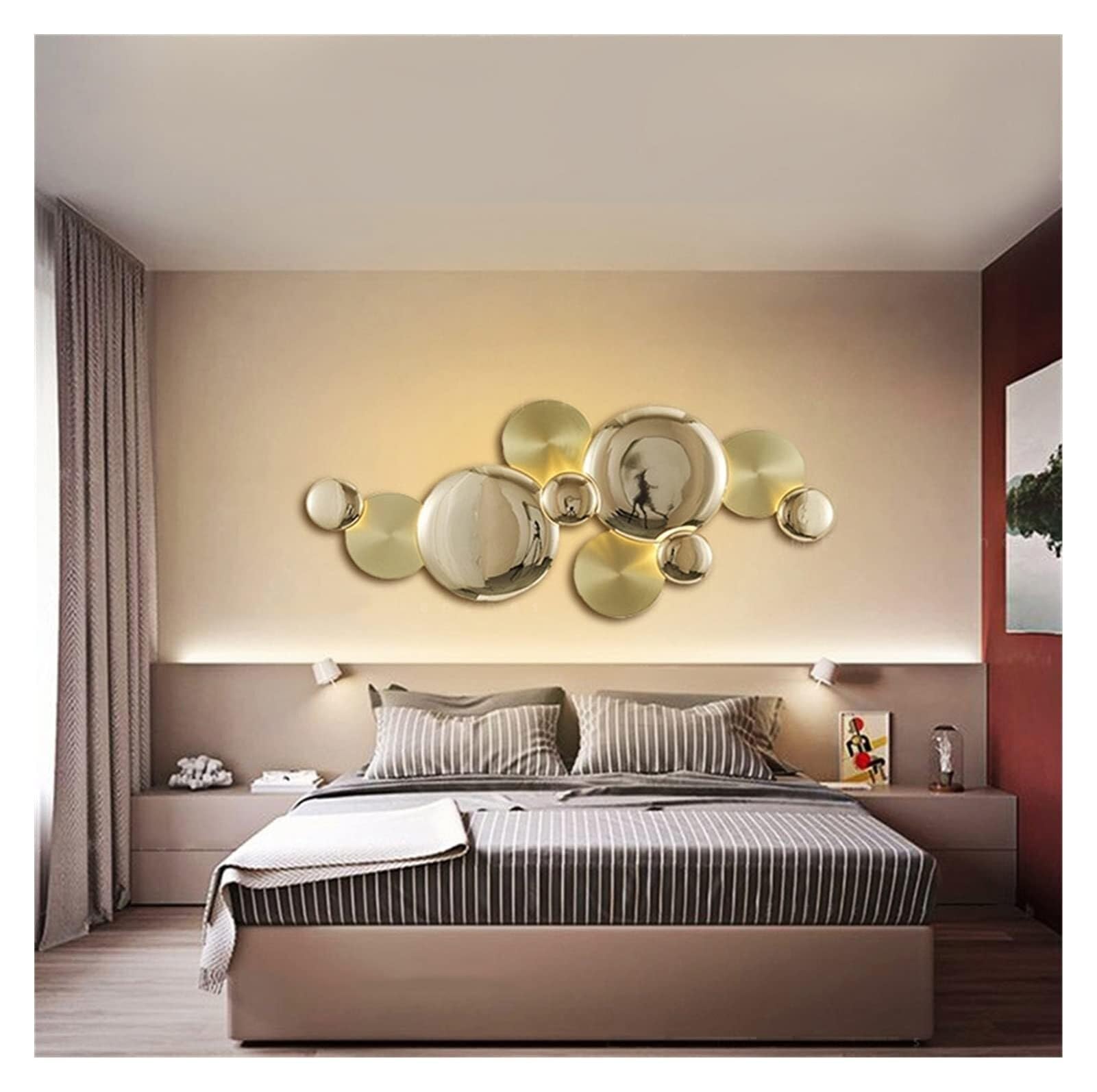 Wall lamp, Copper Lustre Wall Light Modern - Wall Sconce Gold Lotus Leaf Bedside Lamp Indoor Compatible with Wall Decoration Lighting,Pendant Ceiling Light Fixtures