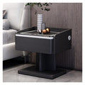 Creative Smart Bedside Table with Charging Style USB Bedroom Nightstands LED Light Side Cabinet (Color : Svart, Size : A) (Wit Argento)