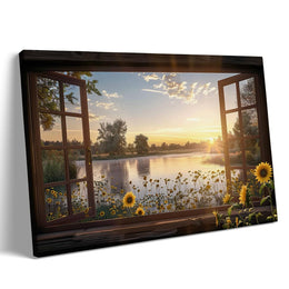 Sunflower Landscape Natural Canvas Wall Art
