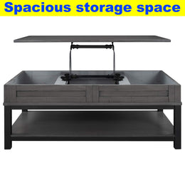 Gray Farmhouse Lift-Top Storage Coffee Table