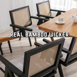Mid-Century Rattan Dining Chairs, Set of 2