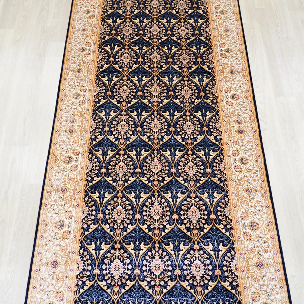 3x10 Blue Handmade Silk Rug Runner Long All Over Carpet Strip TJ576A