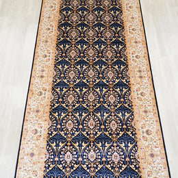 Blue Handmade Silk Runner Rug 3x10 ft