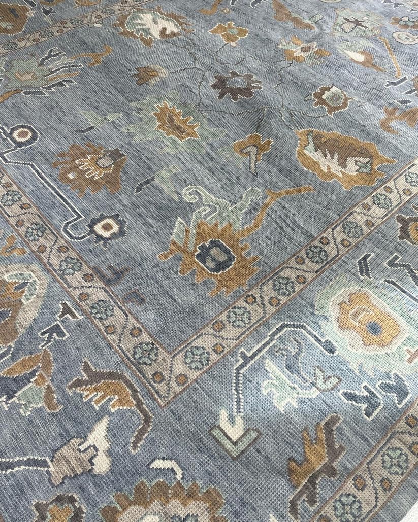 The Artisan Rugs Hand Knotted Wool Area Rug Grey Oushk Style Intricate Aquatic Pattern Soft Cozy Floor Rug Ideal for Home Office Lounge & Hallways