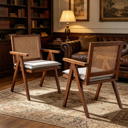Mid-Century Rattan Dining Chairs, Set of 2