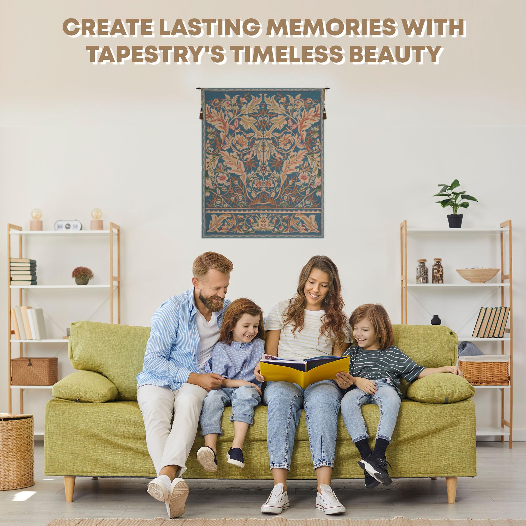 Charlotte Home Furnishings Inc. Tree of Life Belgian Medium Tapestry Wall Hanging | Viscose, Cotton and Polyester Blend Wall Art | 24 in. x 18 in. | Home Decor Accents | By William Morris' |