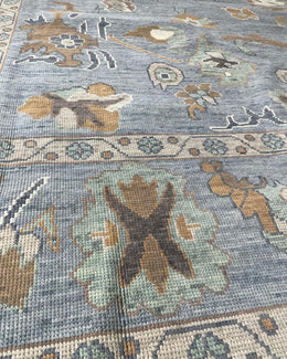 Grey Oushk Hand Knotted Wool Area Rug