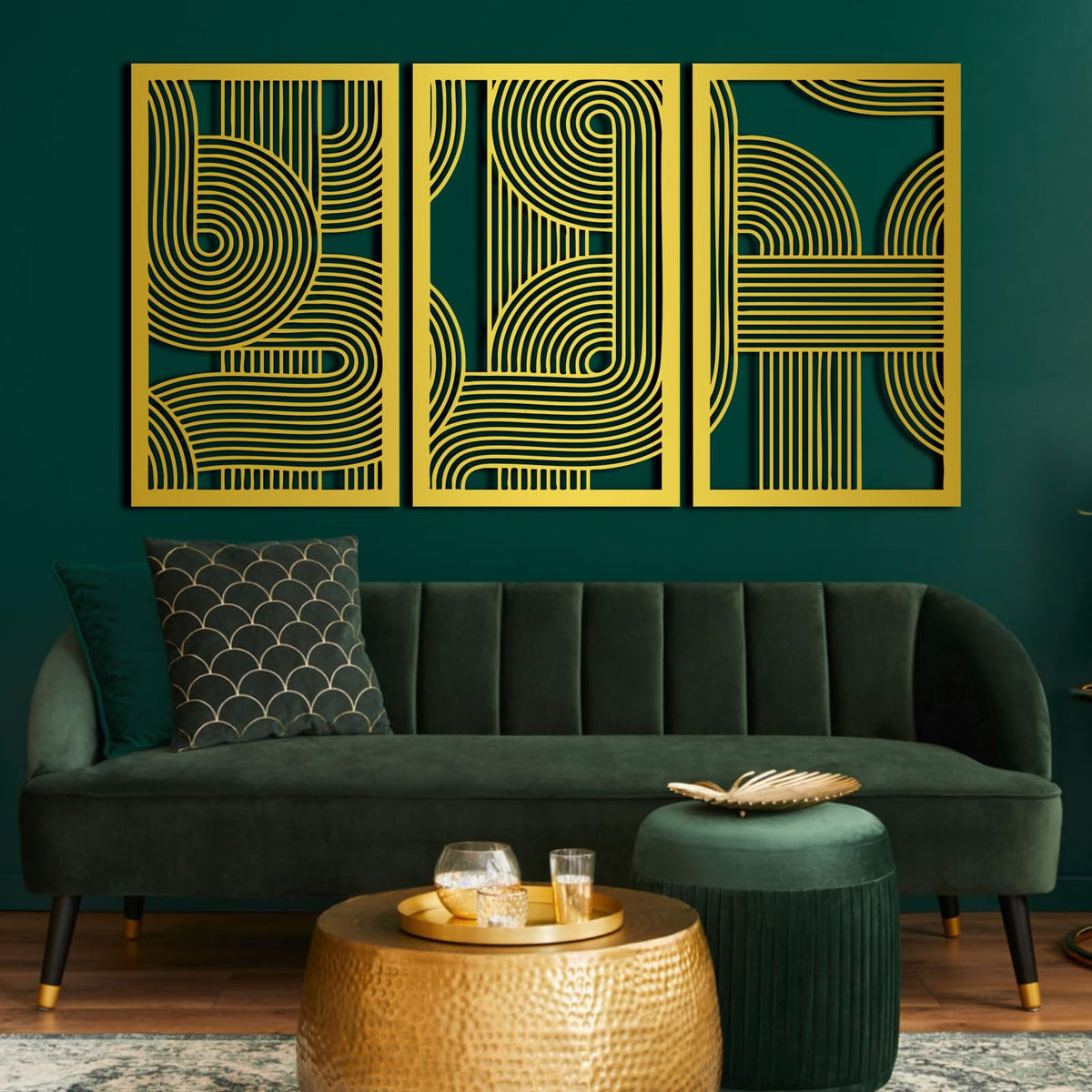 3pcs Abstract Metal Wall Art, Line Decor, Geometric, Large, Modern, for Living Room, Bedroom