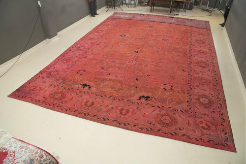 14'10'' x 23'10'' - 451x726 Cm Tebriz Pink Classic Cotton Handmade Area Rug, Turkish Handmade Rug, Living Room, Bedroom, Nursery, Hallway, Rug, Indoor Area Rug