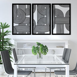 3pcs Abstract Metal Wall Art, Line Decor, Geometric, Large, Modern, for Living Room, Bedroom