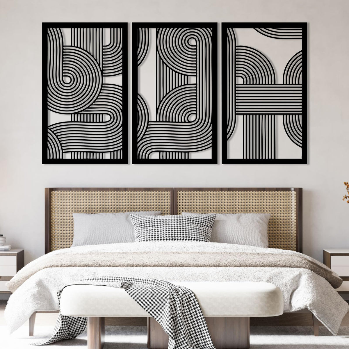 3pcs Abstract Metal Wall Art, Line Decor, Geometric, Large, Modern, for Living Room, Bedroom