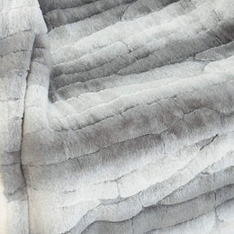 Furever Gray Silver Faux Fur Throw Blanket