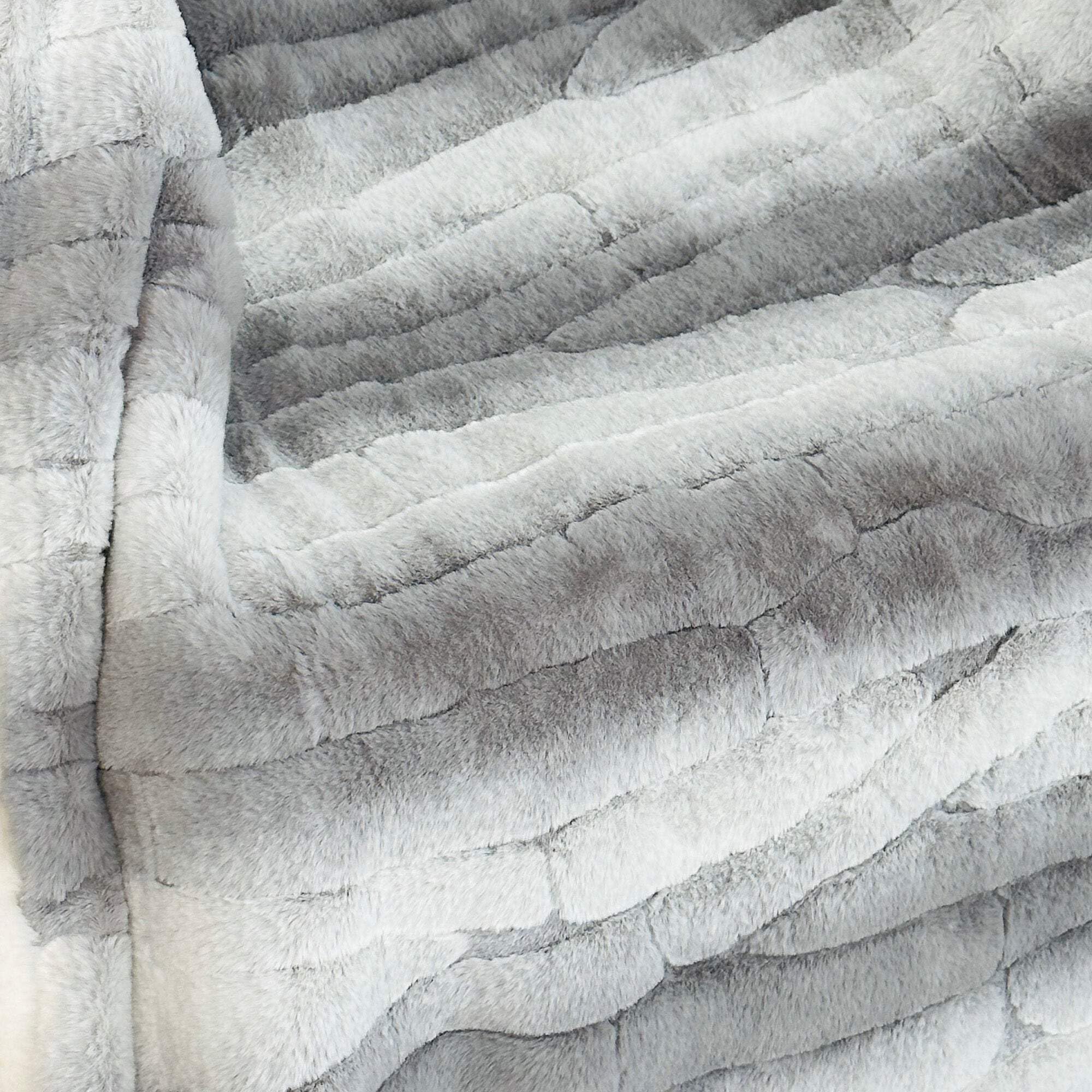 Plutus Brands Gray Silver Furever Faux Fur Luxury Throw Blanket
