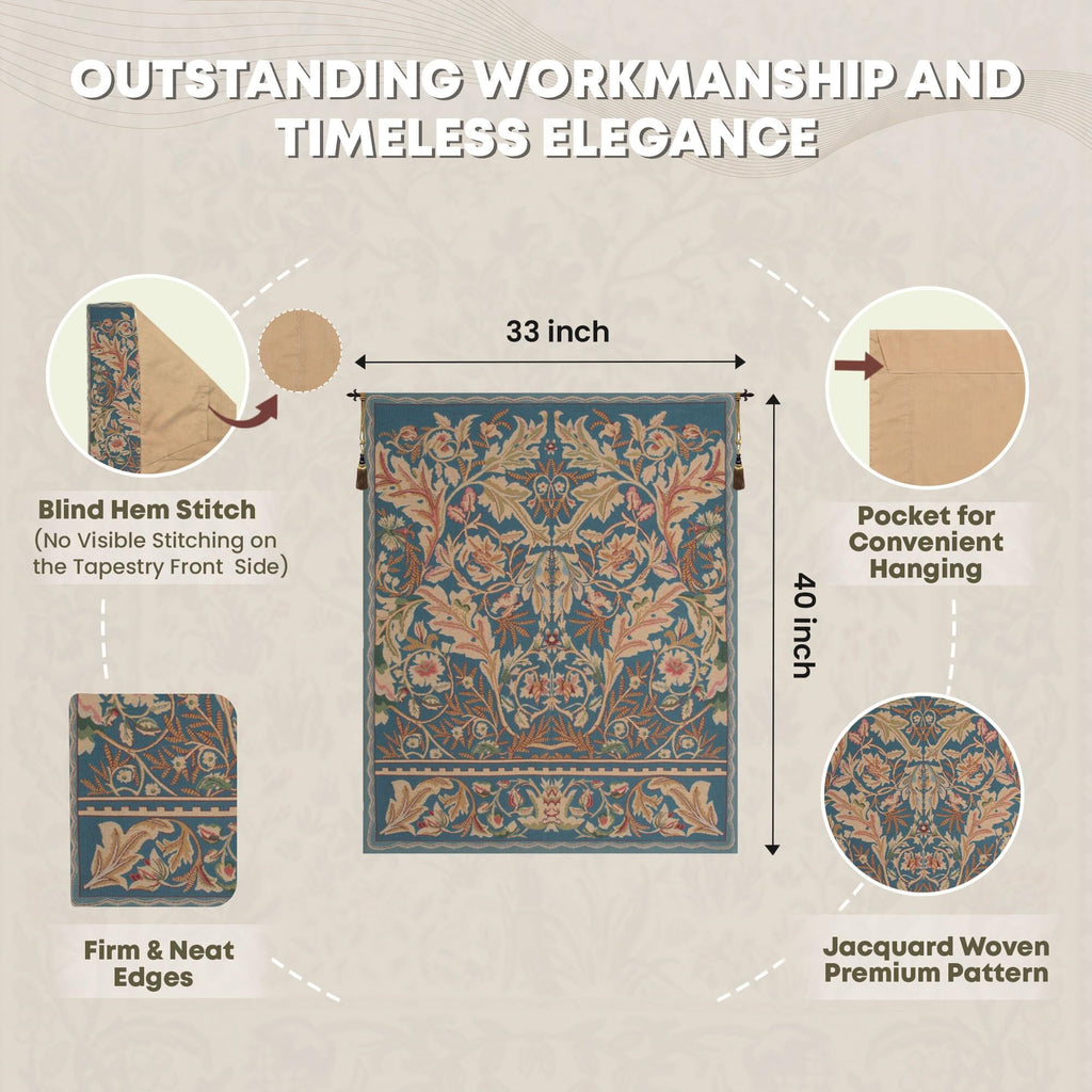 Charlotte Home Furnishings Inc. Tree of Life Belgian Medium Tapestry Wall Hanging | Viscose, Cotton and Polyester Blend Wall Art | 24 in. x 18 in. | Home Decor Accents | By William Morris' |