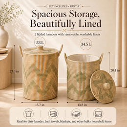 4-Piece Handmade Seagrass Storage Basket Set